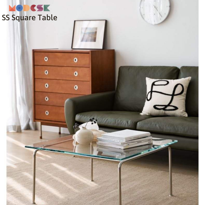 Bàn Sofa Modesk PS Illusion Table  D1000 x R700 x C420 (mm) [Khung sắt  mặt kính