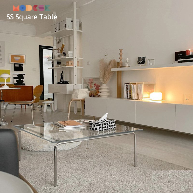Bàn Sofa Modesk PS Illusion Table  D1000 x R700 x C420 (mm) [Khung sắt  mặt kính
