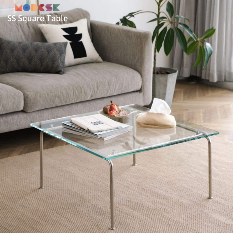Bàn Sofa Modesk PS Illusion Table  D1000 x R700 x C420 (mm) [Khung sắt  mặt kính