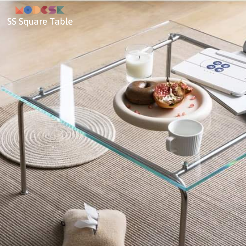 Bàn Sofa Modesk PS Illusion Table  D1000 x R700 x C420 (mm) [Khung sắt  mặt kính
