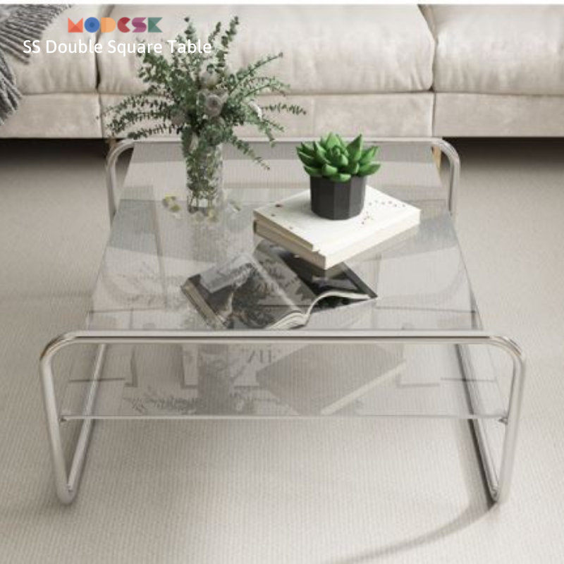 Bàn Sofa Modesk PS Illusion Table  D1000 x R700 x C420 (mm) [Khung sắt  mặt kính