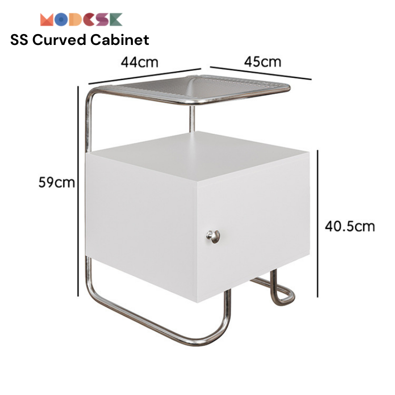 [SS Curved Cabinet] – Kệ đầu giường, kệ sofa có hộc tủ.