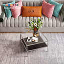 Bàn Sofa 2 tầng vuông Modesk SS Coffee Table D600 x R600 x C450 mm [khung inox, ván, kính]
