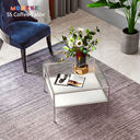 Bàn Sofa 2 tầng vuông Modesk SS Coffee Table D600 x R600 x C450 mm [khung inox, ván, kính]