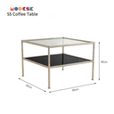 Bàn Sofa 2 tầng vuông Modesk SS Coffee Table D600 x R600 x C450 mm [khung inox, ván, kính]