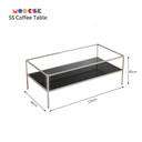 Bàn Sofa 2 tầng chữ nhật Modesk SS Coffee Table D1200 x R600 x C450 mm [khung inox, ván, kính]