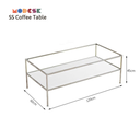 Bàn Sofa 2 tầng chữ nhật Modesk SS Coffee Table D1200 x R600 x C450 mm [khung inox, ván, kính]