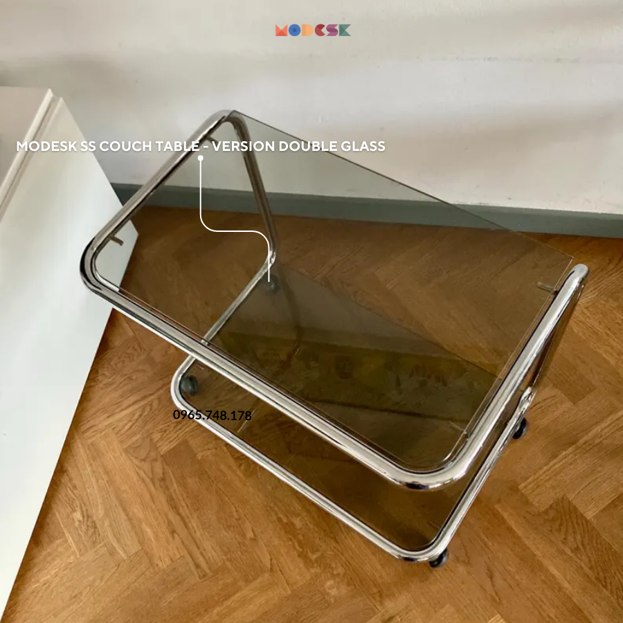 Modesk SS Couch Table - Version Double Glass