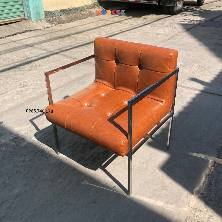 Ghế làm việc, quán cafe, đọc sách thư giãn Modesk  SS Earl Arm Chair inox 304 – da simili quán cà phê - phòng khách - phòng làm việc