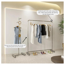 MODESK SS Single Clothing Rack With Round Legs/Sào đơn chân tròn đầu tròn D1300xR400xC1500mm [Màu Inox nguyên bản]