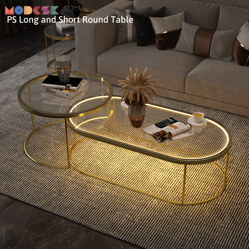 Bàn Sofa 2 tầng chữ nhật Modesk SS Coffee Table D1200 x R600 x C450 mm [khung inox, ván, kính]