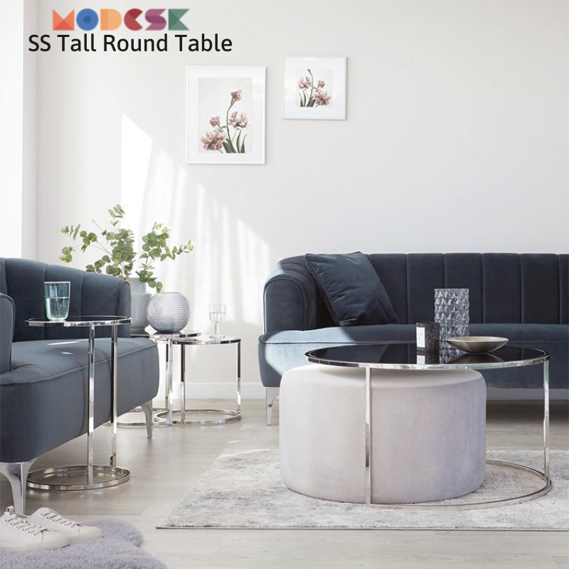 Bàn Sofa Modesk PS Illusion Table  D1000 x R700 x C420 (mm) [Khung sắt  mặt kính