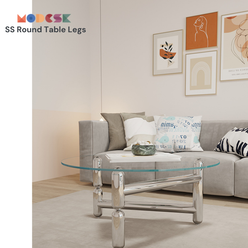 Bàn Sofa Modesk PS Illusion Table  D1000 x R700 x C420 (mm) [Khung sắt  mặt kính