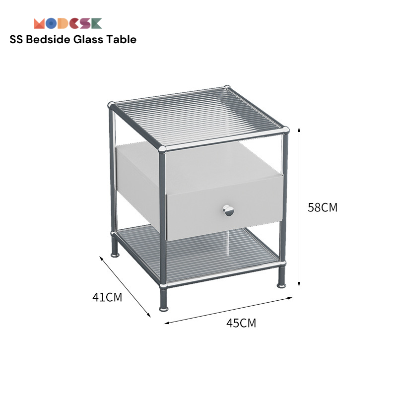 Kệ Sofa SS Couch Table D520 x R410 x C640mm Inox 304 kính cường lực