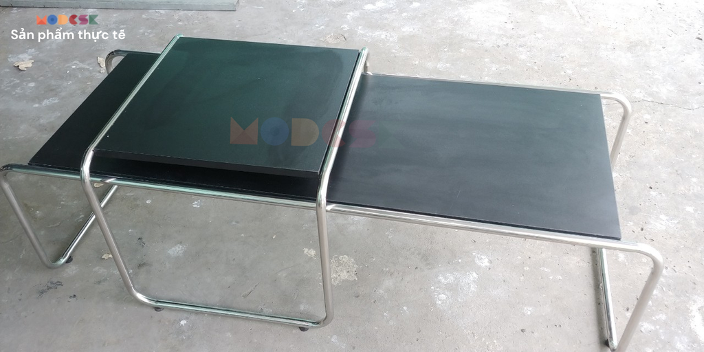 Bộ đôi Bàn Sofa Modesk SS Long Table black and white D1370 x R560 x C460 mm [Khung Inox]