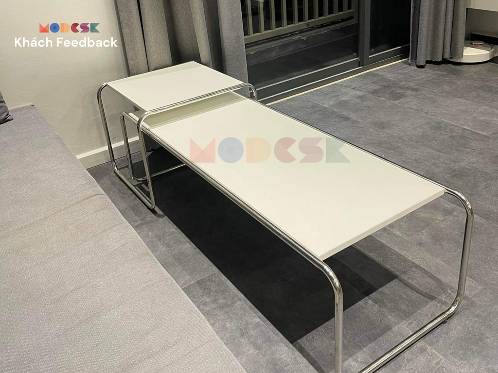 Bộ đôi Bàn Sofa Modesk SS Long Table black and white D1370 x R560 x C460 mm [Khung Inox]