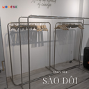 Sào Đôi inox treo quần áo shop thời trang - Giá treo quần áo đôi di động khung inox 304