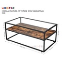 Bàn sofa dài, bàn trà dài MODESK SP Vintage Sofa Table Artisan Oak Khung Sắt Sơn Tĩnh Điện - Ván Gỗ MFC Kính Cường Lực