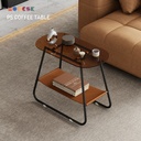 Kệ sofa, bàn trà oval Modesk PS Coffee Table cách điệu 2 tầng sắt sơn tĩnh điện, kính CL, vải simili [phòng khách-cafe]