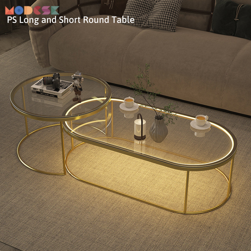 Modesk PS Long&Short Round Table ([VT] Mặt ván MFC An Cường 18mm [Mặt trên]: Trắng Trơn [101SH-Smooth white])