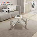 Bàn trà, bàn sofa Modesk SS Round Table Legs kính cường lực, khung inox 304 [phòng khách, phòng ngủ, spa, thời trang]