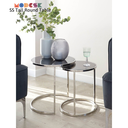 Bàn trà, sofa đôi Modesk SS Tall Round Table hiện đại inox 304, kính cường lực [phòng khách, ngủ]