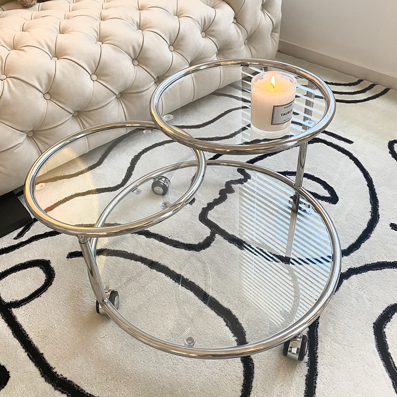 Modesk SS Turning Table/ Bàn trà tròn 3 tầng 600x600x410mm, Khung inox 304