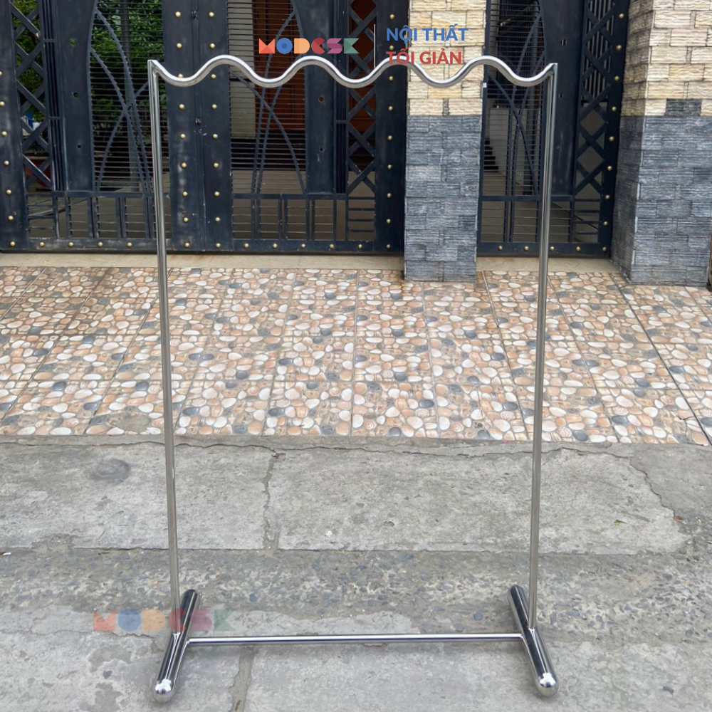Modesk SS Cat Clothing Rack/ Sào đơn chân tròn đầu lượn sóng Inox 304   1300x400x1600mm (DxRxC)