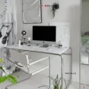 Bàn làm việc , bàn học MODESK SS Home Office Table Black & White - khung Inox 304 - Ván gỗ MFC An Cường D120xR60xC75cm