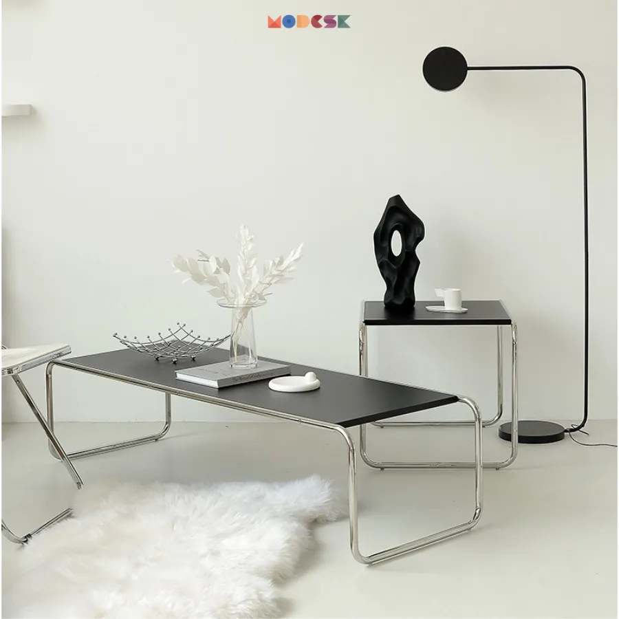 Bàn Sofa, bàn trà dài MODESK SS Sofa Long Table Black & White (bộ 2 cái) Ván MFC Khung Inox 304 Phòng Khách Cafe Shop