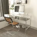 Bàn làm việc, tủ trưng bày sản phẩm đa năng Modesk SS Two Tier Table -Inox 304 - kính cường lực - ván MFC An Cường.