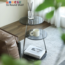Kệ sofa 3 tầng tròn Modesk SS Round Shelf khung inox 304, kính cường lực [phòng khách, ngủ]