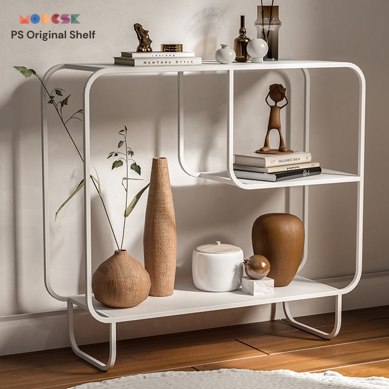 Modesk PS Original Shelf/Kệ sắt sơn tĩnh điện D800xR300xC800mm ([VT] Màu ván MFC An Cường 18mm [mặt]: Trắng Trơn [101SH-Smooth white], [GC] Gia công sơn tĩnh điện [không dùng]: Đen)