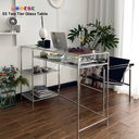 Modesk SS Two Tier Glass Table D1300xR450xC800 mm khung inox 304, ván MFC An Cường, kính cường lực (Phòng làm việc, phòng ngủ)