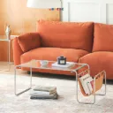 Modesk SS Long Table Glass Light/Bộ đôi Bàn Sofa D1080xR510xC520 mm [Khung Inox 304]