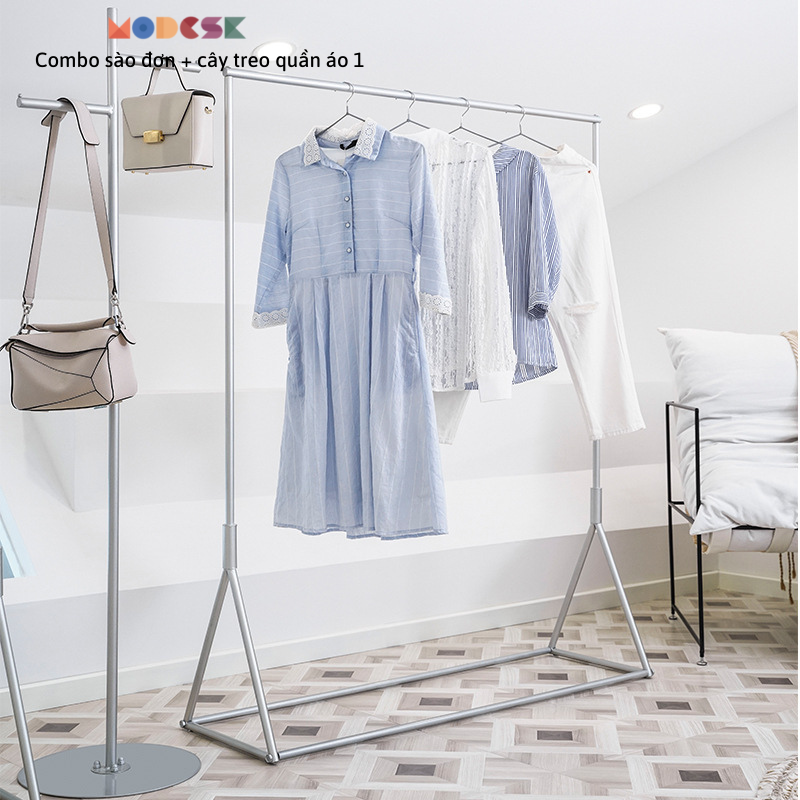 Sào đơn 1 chân hình tam giác treo quần áo - Sào treo quần áo shop thời trang - Khung inox 304