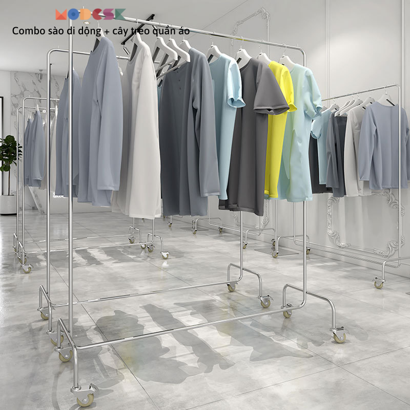 Sào treo quần áo di động - Sào treo quần áo shop thời trang - Khung inox 304