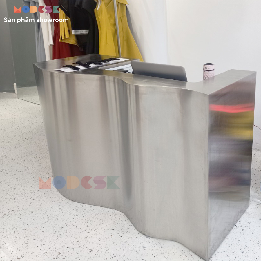 Modesk SS Reception Counter / Quầy Thu ngân Lượn sóng Inox 304