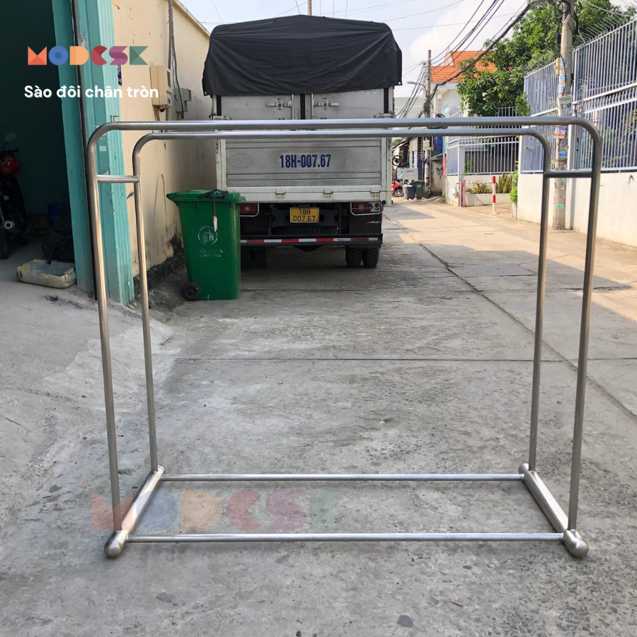 Modesk SS Double Clothing Rack With Round Legs/Sào đôi chân tròn D1500 x R500 x C1350mm (Kiểu dáng: Lắp ráp)