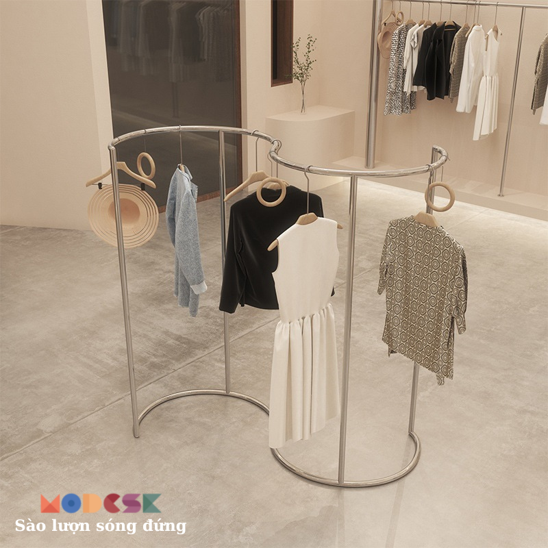 Sào đơn chân tròn - Sào treo quần áo shop thời trang - Khung inox 304 - Giá treo quần áo