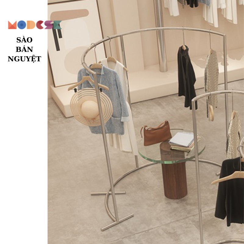 Sào bán nguyệt - Sào treo quần áo shop thời trang - Khung inox 304 - Giá treo quần áo (Kiểu dáng: Lắp ráp)