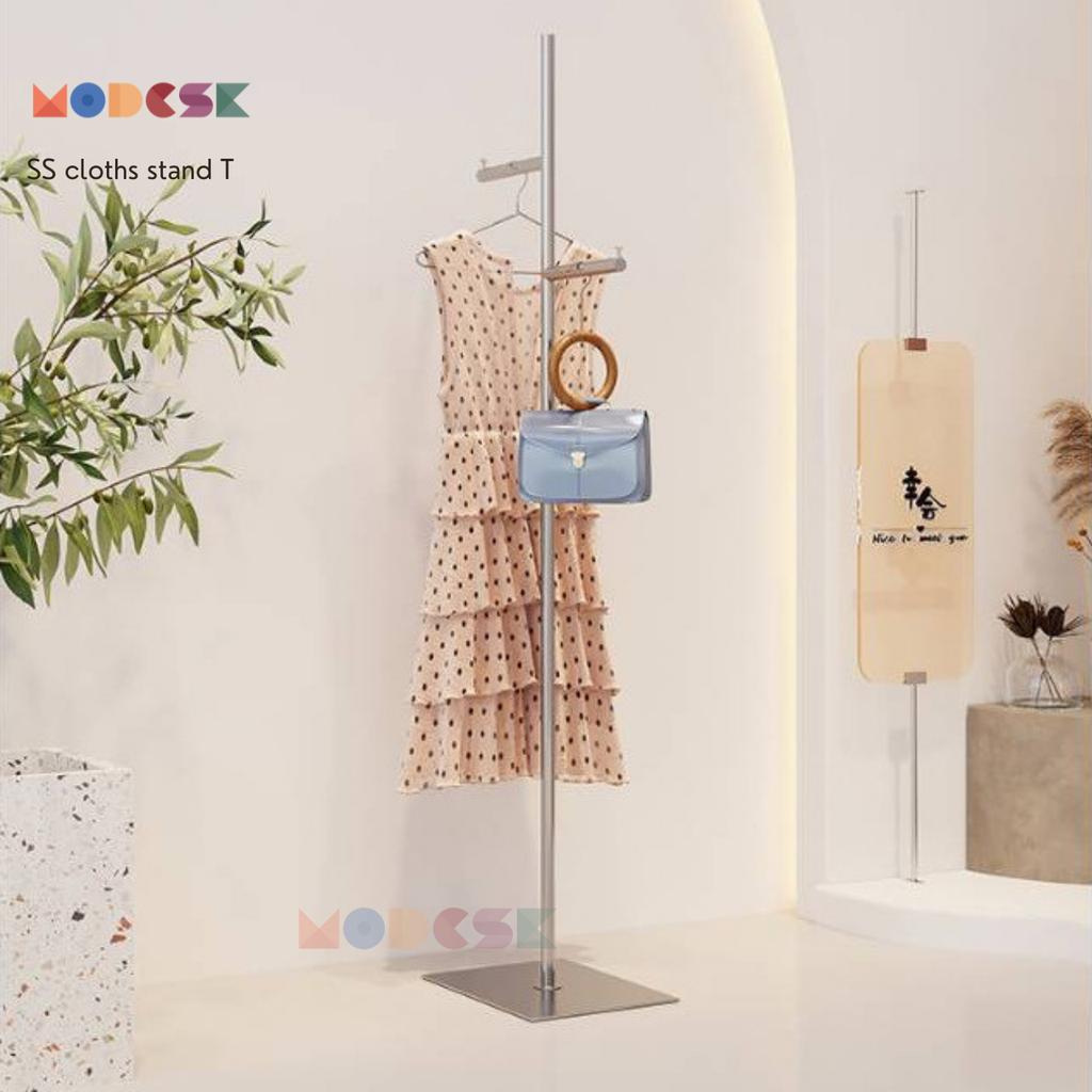 Modesk SS Hanger T/Cây treo quần áo chân vuông D300xR400xC1700mm (Kiểu dáng: Chân đế phẳng)
