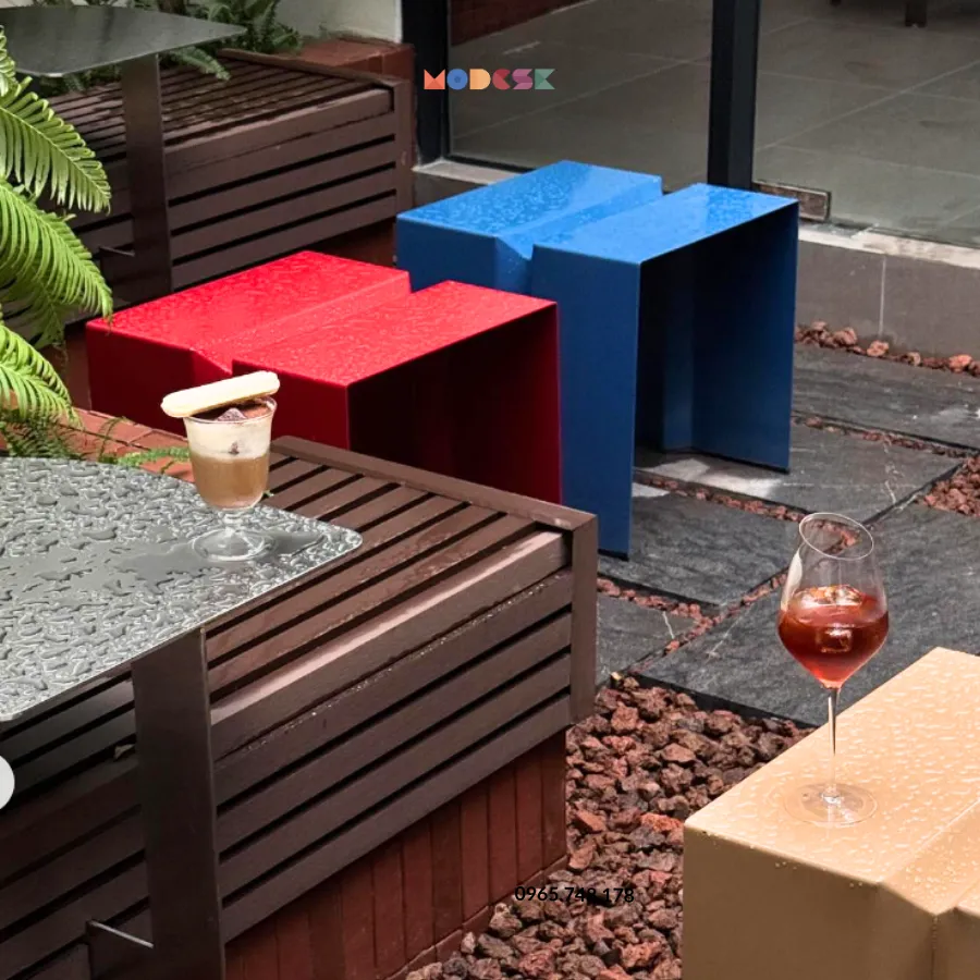 [MOPSTA0271] Modesk PS Outside Bench Table/ Bàn SUB ngồi ngoài trời sắt sơn tĩnh điện/D450xR450xC450mm