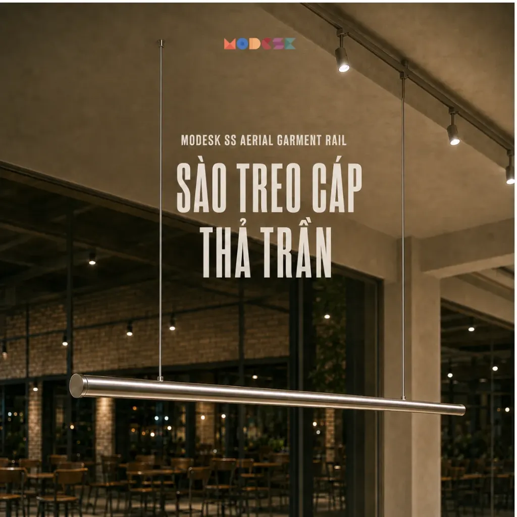 Sào đơn chân tròn - Sào treo quần áo shop thời trang - Khung inox 304 - Giá treo quần áo