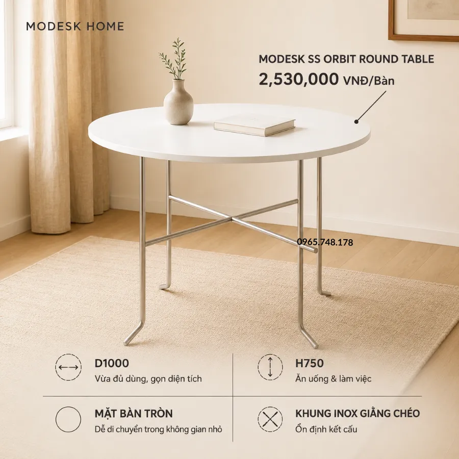 Kệ Sofa SS ORBIT ROUND TABLE - Bàn Tròn D1000 x D1000 x C750mm