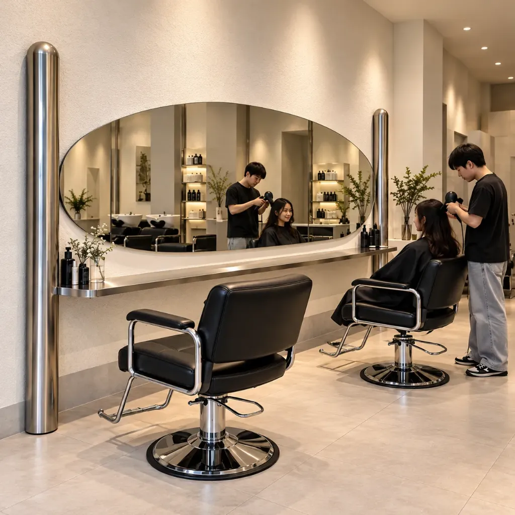 SS Horizon Mirror/ Gương Chân Trời - hệ trụ Inox 114 D2500 x R114 x C2000mm [có thể tùy chỉnh]