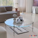 Bàn trà, bàn sofa tròn Modesk SS Circle Table inox 304 – Kính cường lực tối giản phòng khách - phòng ngủ