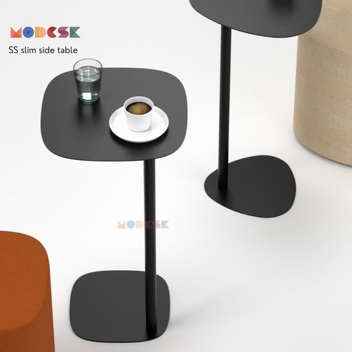 Modesk PS Slim Side table - D400 x R400 x C700mm ([GC] Gia công sơn tĩnh điện [không dùng]: Đen, mặt bàn: vuông)