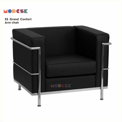 Modesk SS Grand Comfort Arm Chair/Ghế sofa phòng khách hiện đại/D1300xR700xC800mm (Màu da PU: Simili Đen [35])