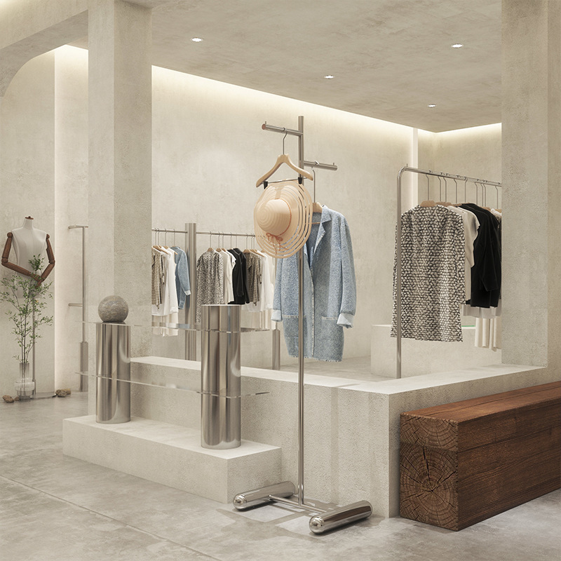 Modesk SS hanger T/Cây treo quần áo đơn chân tròn D600 x R400 x C1700mm